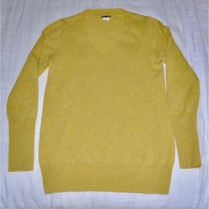 J. Crew 100% Cashmere V-neck Sweater in Chartreuse